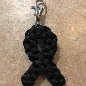 Black Paracord Awareness Ribbon Keychain
